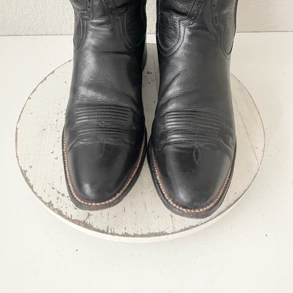 Rod Patrick Mens Cowboy Boots 13AA Black Genuine Leather Roper Western Round Toe - Picture 6 of 12